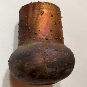 Signed Norman Bacon Textured Raku Vase